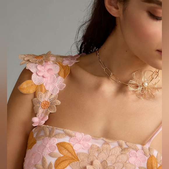 Anthropologie Floral Appliqué Embroidered Dress - Picture 5 of 15